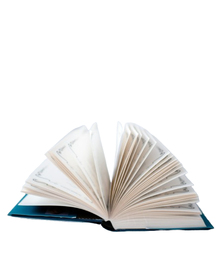 Aufgeklapptes Buch von hinten mit aufgefächerten Blättern