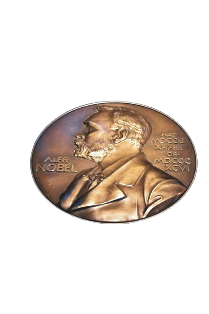 goldene Nobelpreismedaille, die das Gesicht von Alfred Nobel zeigt